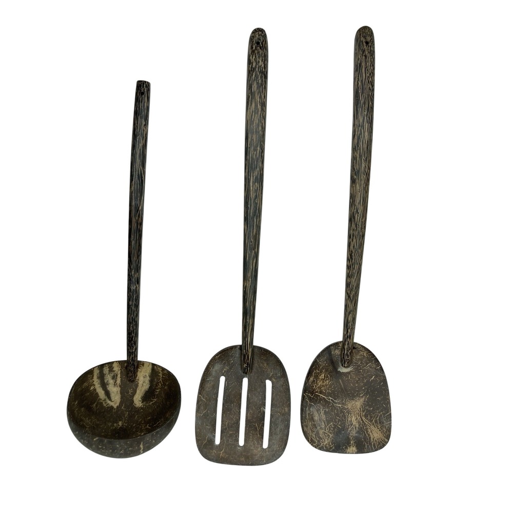 Handmade Thailand Coconut Shell Kitchen Utensil Set Ladle Slotted Turner Spatula